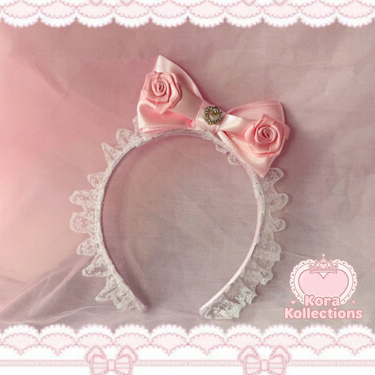 ꒰♡ royal rose bow headband