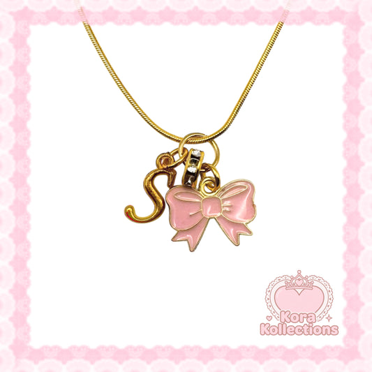 ꒰♡ gold princess initial charm necklace