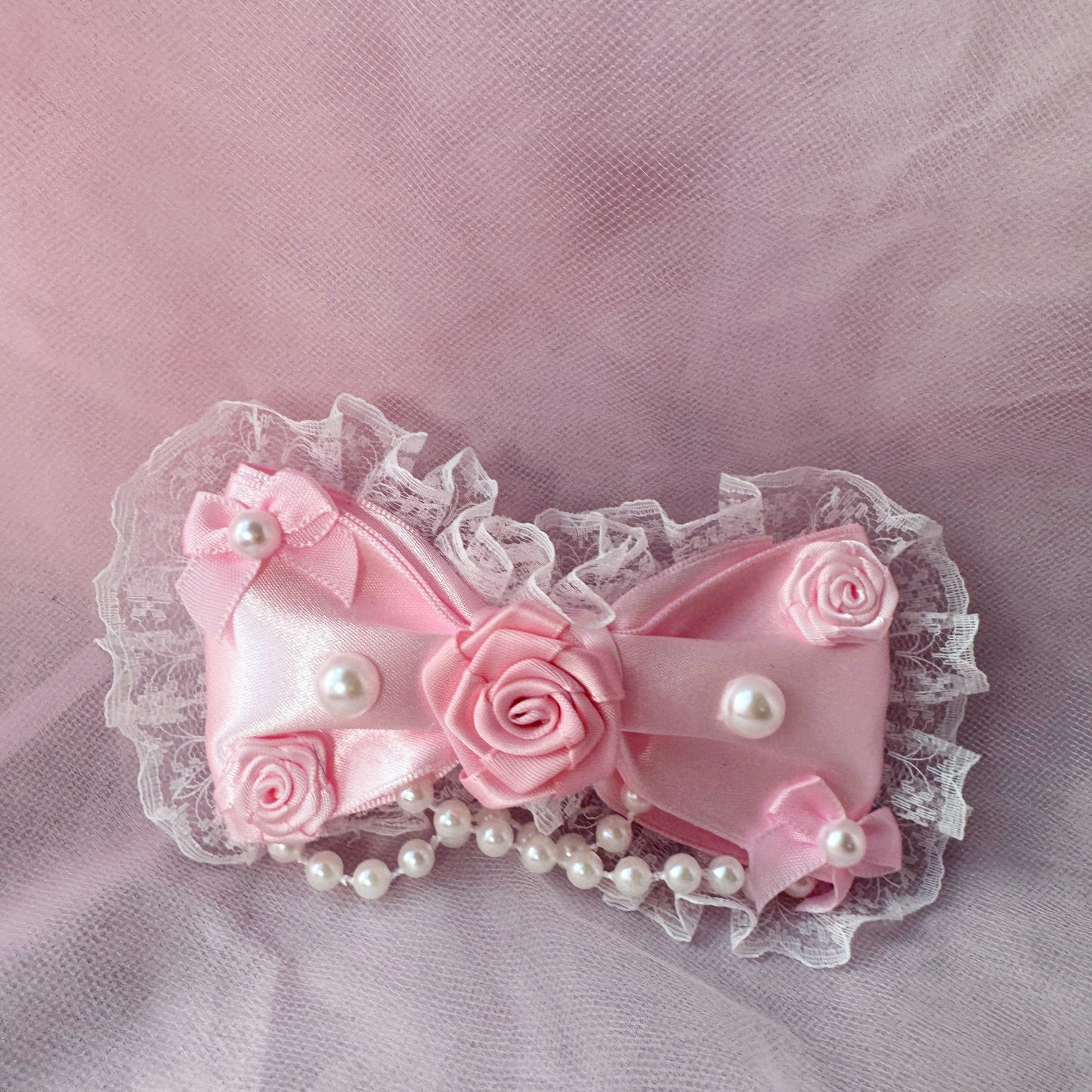 ꒰♡ pearly rose bow