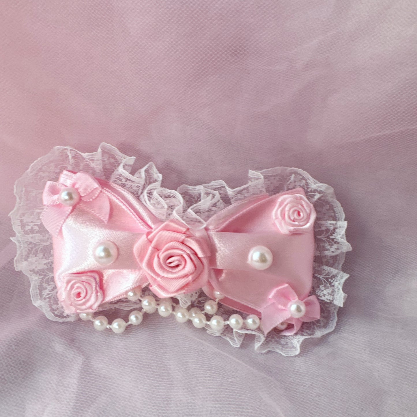 ꒰♡ pearly rose bow